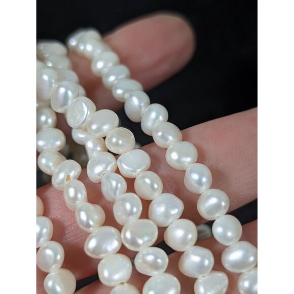 Set of 5 White Baroque Pearl Stretch Bracelets Stacking 6.5 in - Picture 7 of 8